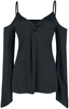 Gothicana by EMP - Cold Shoulder Shirt mit Knotendetail - Shirt met lange mouwen - Vrouwen - zwart
