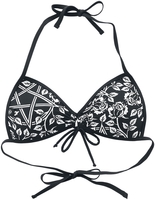 Gothicana by EMP - Schwarzes Bikinioberteil mit Pentagrammen und Rosen - Bikini Top - Vrouwen - zwart