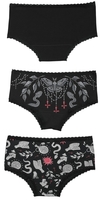 Gothicana by EMP - Set van drie onderbroekjes met heksenmotieven - Pantyset - Vrouwen - zwart