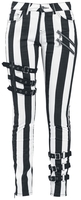 Gothicana by EMP - Zwart-witte skinny jeans met ritsen en gespen - Jeans - Vrouwen - zwart wit