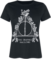 Harry Potter - Deathly Hallows Flowers - T-shirt - Vrouwen - zwart