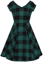 Hell Bunny - Teen Spirit Mid Dress - Medium-lengte jurk - Vrouwen - groen zwart