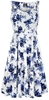 H&R London - Blue Rosaceae Swing Dress - Medium-lengte jurk - Vrouwen - meerkleurig