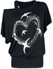 Innocent - Birdie Heart Top - T-shirt - Vrouwen - zwart wit
