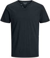 Jack & Jones - JJESPLIT NECK TEE SS NOOS - T-shirt - Mannen - zwart