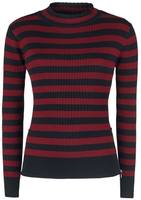 Jawbreaker - Menace Red and Black Stripe Sweater - Gebreide trui - Vrouwen - zwart rood