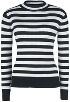 Jawbreaker - Menace White and Black Stripe Sweater - Gebreide trui - Vrouwen - zwart wit