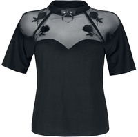 Jawbreaker - Rose Garden Mesh Top - T-shirt - Vrouwen - zwart