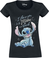 Lilo & Stitch - I love you to the moon and back - T-shirt - Vrouwen - zwart