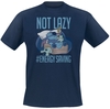 Lilo & Stitch - Not Lazy - T-shirt - Mannen - blauw
