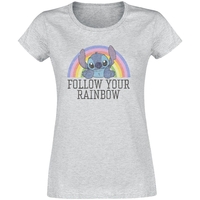 Lilo & Stitch - Rainbow Stitch - T-shirt - Vrouwen - grijs