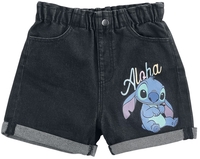 Lilo & Stitch - Stitch - Shorts - Vrouwen - black denim