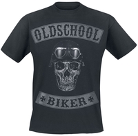 Oldschool Biker Skull - - T-shirt - Mannen - zwart
