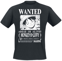 One Piece - Wanted Luffy - T-shirt - Mannen - zwart