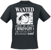 One Piece - Wanted Luffy - T-shirt - Mannen - zwart