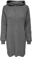 Only - Carey Long Hood Dress - Medium-lengte jurk - Vrouwen - grijs gemêleerd