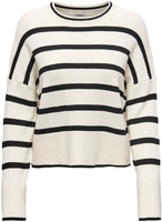 Only - ONLIBI LS STRIPE O-NECK KNT NOOS - Gebreide trui - Vrouwen - wit zwart