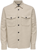 ONLY and SONS - ONSMILO LS Solid Overshirt - Longsleeve - Mannen - beige