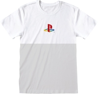 Playstation - Retro Symbol - T-shirt - Mannen - wit grijs