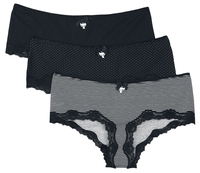 Pussy Deluxe - 3er Set Hipster Pants - Pantyset - Vrouwen - zwart wit