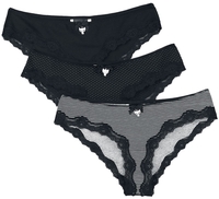Pussy Deluxe - 3er Set Panties - Pantyset - Vrouwen - zwart wit