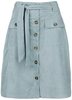 QED London - Babycord Button Front Skirt - Medium-lengte rok - Vrouwen - blauw