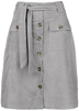 QED London - Babycord Button Front Skirt - Medium-lengte rok - Vrouwen - grijs