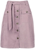QED London - Babycord Button Front Skirt - Medium-lengte rok - Vrouwen - lichtroze