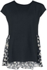 QED London - Daisy Chiffon Hem Top - T-shirt - Vrouwen - zwart