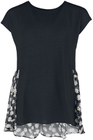 QED London - Daisy Chiffon Hem Top - T-shirt - Vrouwen - zwart