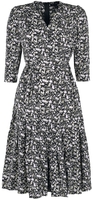 QED London - Wrap Front Pleated Hem Dress - Medium-lengte jurk - Vrouwen - zwart wit