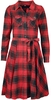 Queen Kerosin - Acidwashed Check Blouse Swing Dress - Medium-lengte jurk - Vrouwen - zwart rood