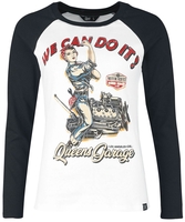 Queen Kerosin - We Can Do It - Motor - Shirt met lange mouwen - Vrouwen - zwart wit