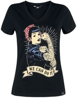 Queen Kerosin - We Can Do It - T-shirt - Vrouwen - zwart