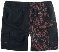 R.E.D. by EMP - Badeshorts mit Print - Zwembroek - Mannen - zwart rood