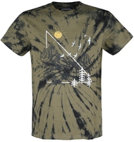 R.E.D. by EMP - Batik T-shirt With Front Print - T-shirt - Mannen - groen