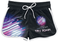 R.E.D. by EMP - Black swim shorts with bright print - Bikini Slip - Vrouwen - zwart