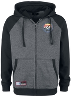 R.E.D. by EMP - Black/Grey Hooded Jacket with Back Print - Vest met capuchon - Mannen - zwart grijs
