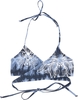R.E.D. by EMP - Blue/White Wrap-Look Batik Bikini Top with Print - Bikini Top - Vrouwen - donkerblauw wit