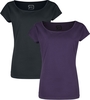 R.E.D. by EMP - Doppelpack T-Shirts mit Rundhalsausschnitt - T-shirt - Vrouwen - zwart lila