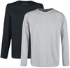 R.E.D. by EMP - Double Pack Long-Sleeve Tops Grey and Black with Crew Neck - Shirt met lange mouwen - Mannen - zwart grijs