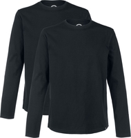 R.E.D. by EMP - Double Pack Long-Sleeve Tops In Black with Crew Neck - Shirt met lange mouwen - Mannen - zwart