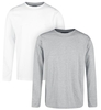 R.E.D. by EMP - Double Pack Long-Sleeve Tops White and Grey with Crew Neck - Shirt met lange mouwen - Mannen - wit grijs