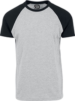 R.E.D. by EMP - grau meliertes T-Shirt mit schwarzen Ärmeln - T-shirt - Mannen - grijs gemêleerd zwart