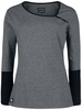 R.E.D. by EMP - graues Langarmshirt mit Knopfleiste und schwarzen Ärmeln - Shirt met lange mouwen - Vrouwen - grijs