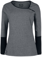 R.E.D. by EMP - graues Langarmshirt mit Knopfleiste und schwarzen Ärmeln - Shirt met lange mouwen - Vrouwen - grijs