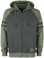 R.E.D. by EMP - Groen/grijs sweatvest met capuchon - Vest met capuchon - Mannen - groen grijs