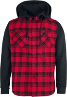 R.E.D. by EMP - Hooded Checked Flannel - Flanellen overhemd - Mannen - zwart rood
