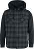 R.E.D. by EMP - Hooded Checked Flannel Sweat Sleeve Shirt - Flanellen overhemd - Mannen - zwart grijs