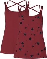 R.E.D. by EMP - Set van twee dameshemdjes rood/sterren - Top - Vrouwen - rood
